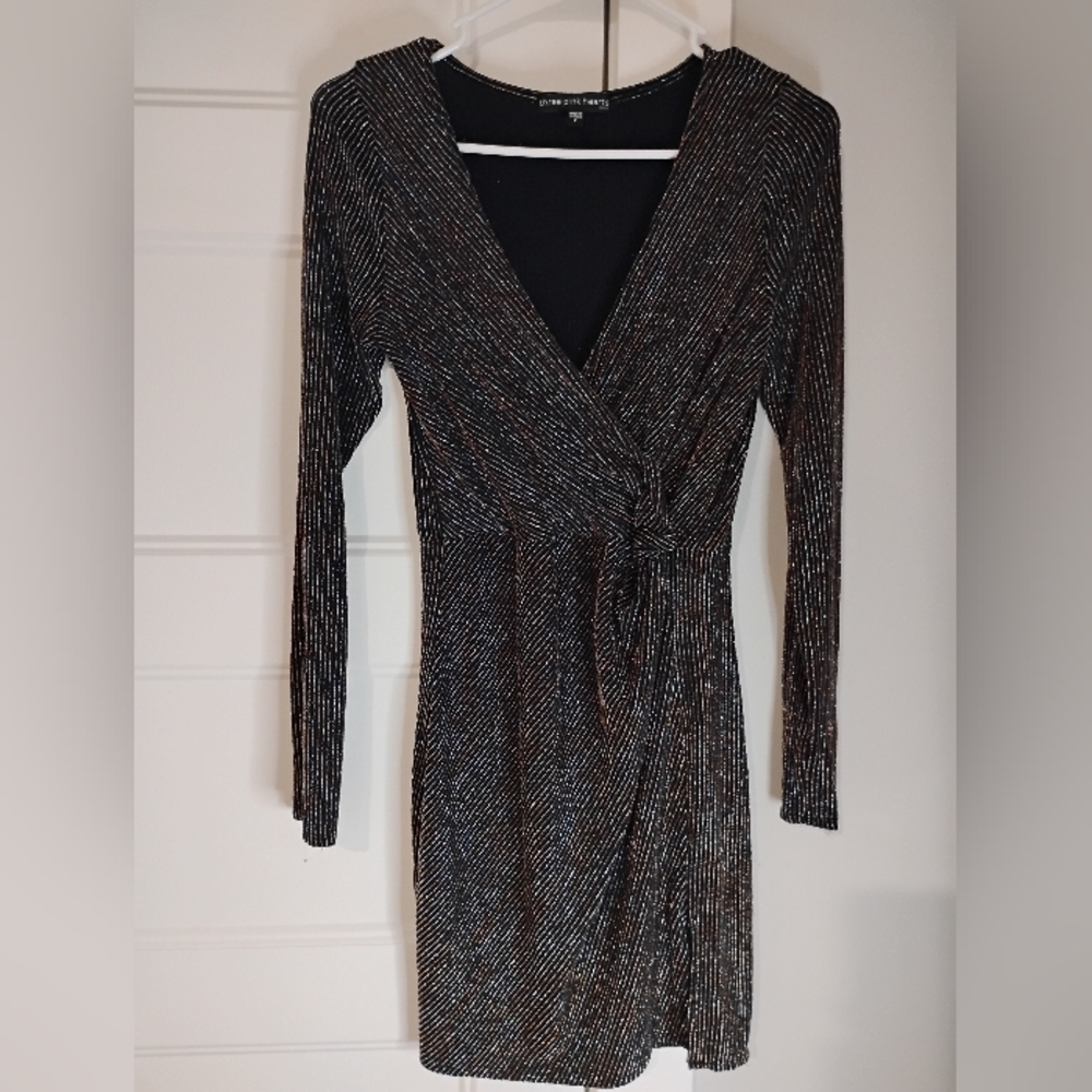 Elegant Black and Silver Striped Dress